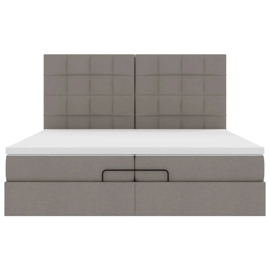 Cadre de lit ottoman avec matelas taupe 200x200cm tissu - 7
