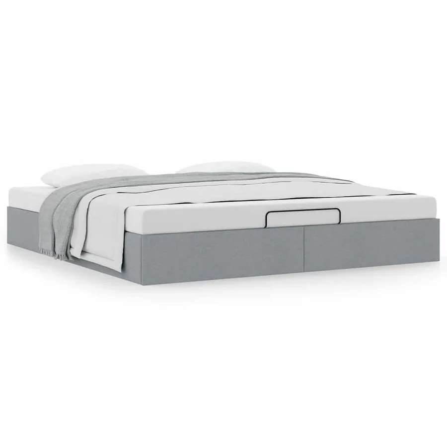 Cadre de lit ottoman sans matelas gris clair 180x200 cm tissu - 4