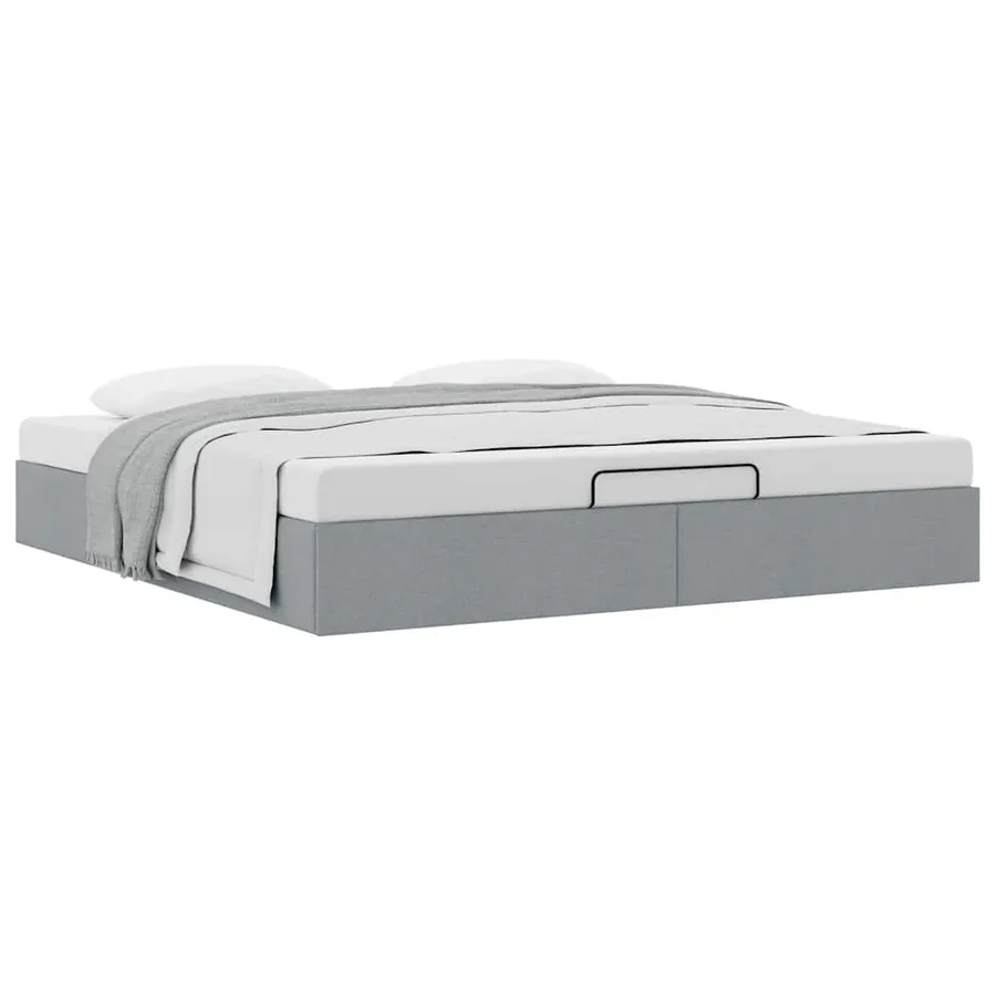 Cadre de lit ottoman sans matelas gris clair 180x200 cm tissu - 5