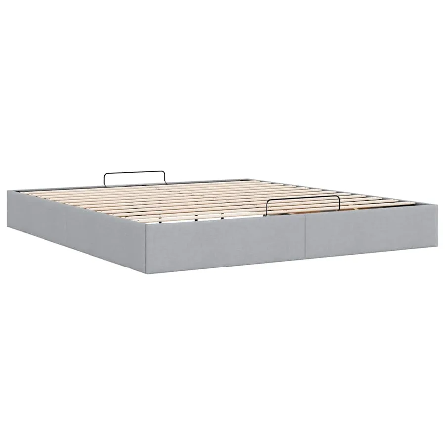 Cadre de lit ottoman sans matelas gris clair 180x200 cm tissu - 6