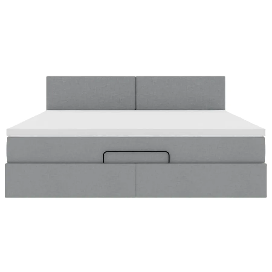 Cadre de lit ottoman et matelas gris clair 180x200 cm tissu - 7