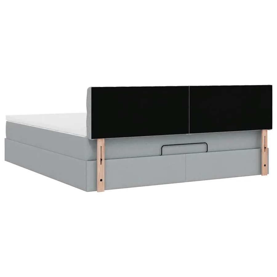 Cadre de lit ottoman et matelas gris clair 180x200 cm tissu - 11