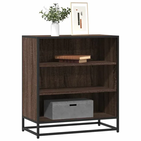 Buffet chêne marron 68x35x76 cm bois d'ingénierie et métal