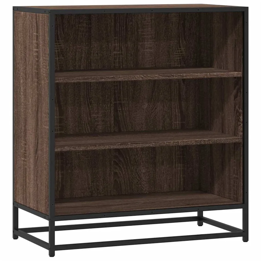 Buffet chêne marron 68x35x76 cm bois d'ingénierie et métal - 2