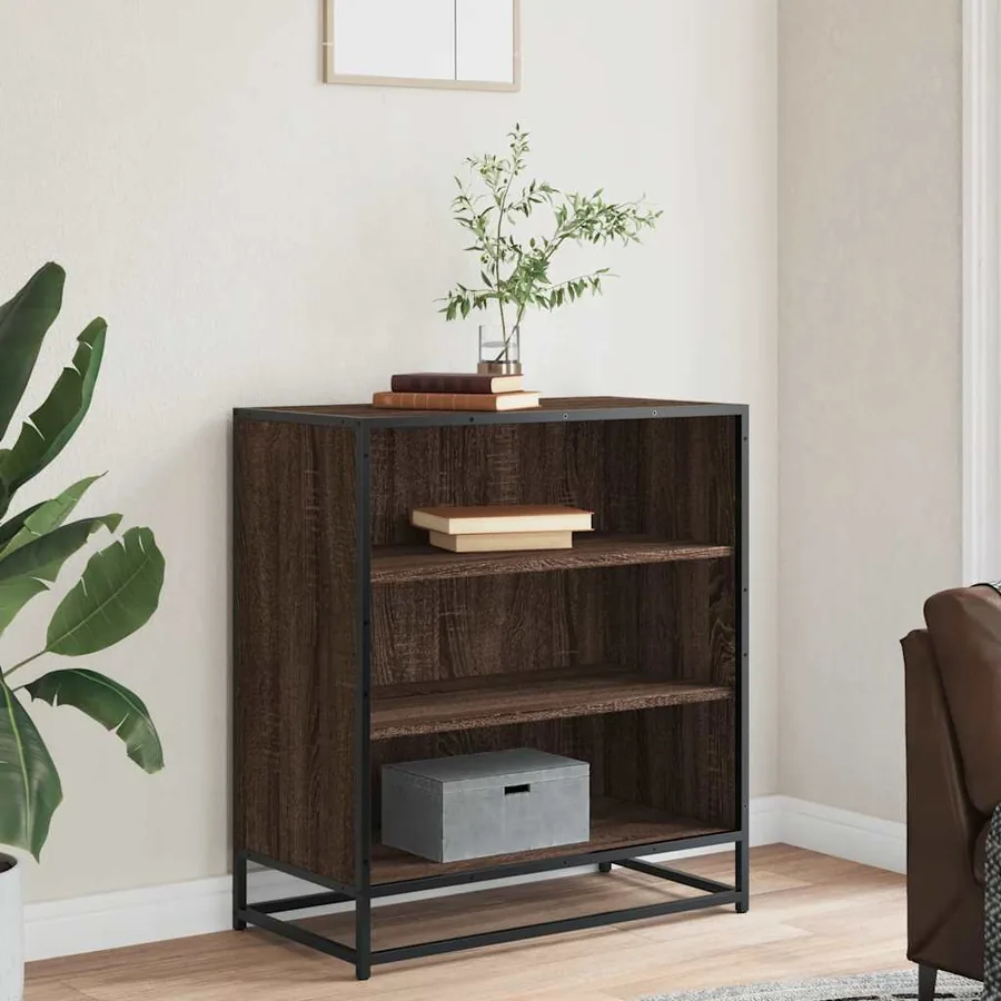 Buffet chêne marron 68x35x76 cm bois d'ingénierie et métal - 3