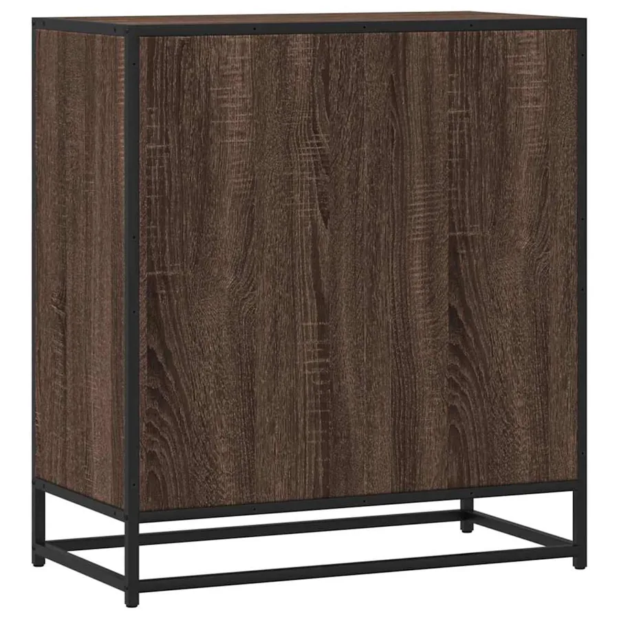Buffet chêne marron 68x35x76 cm bois d'ingénierie et métal - 6