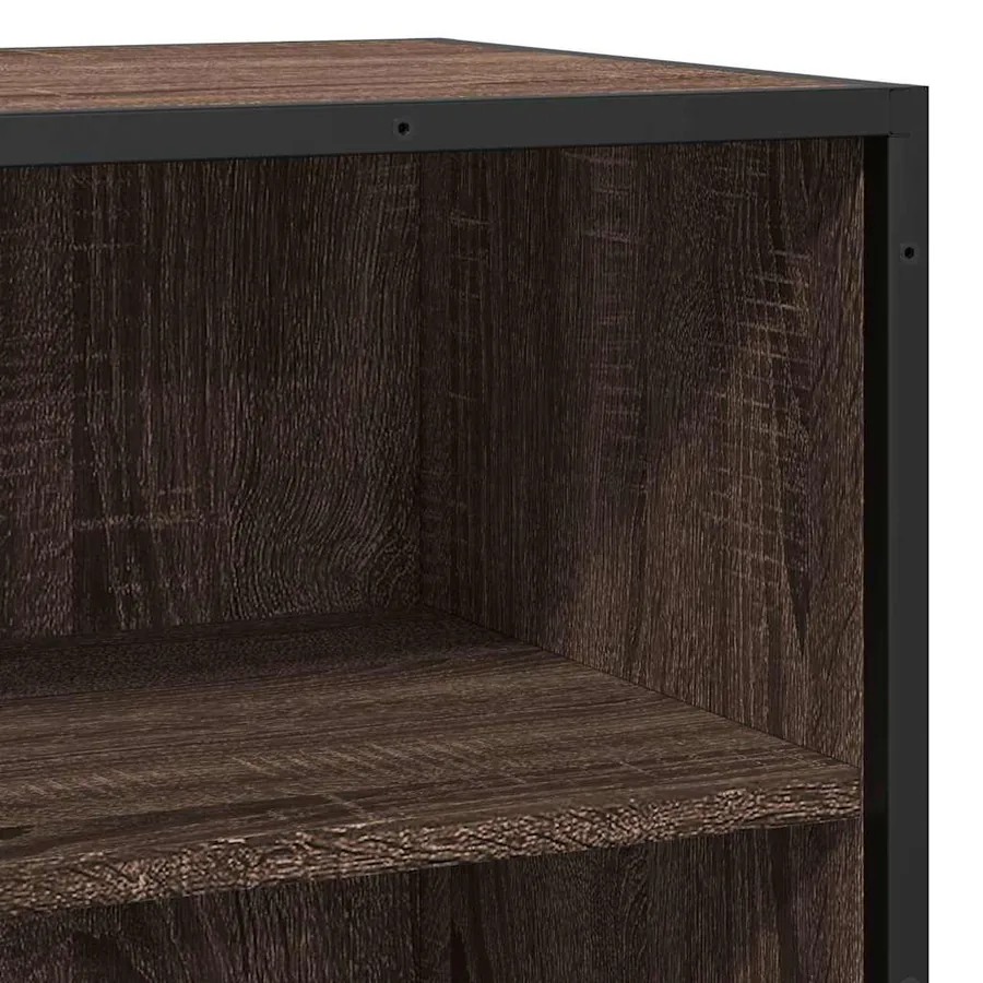 Buffet chêne marron 68x35x76 cm bois d'ingénierie et métal - 7