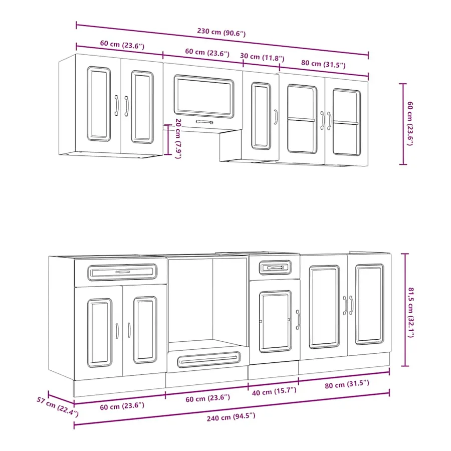 Ensemble d'armoires de cuisine 8 pcs Kalmar bois d'ingénierie - 9