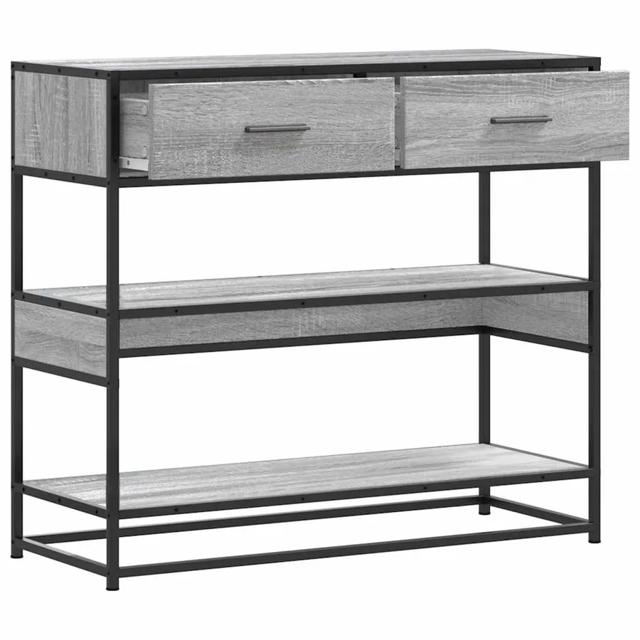 Table console sonoma gris 90x35x80 cm bois d'ingénierie - 5