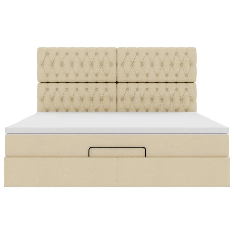Cadre de lit ottoman avec matelas crème 180x200 cm tissu - 7