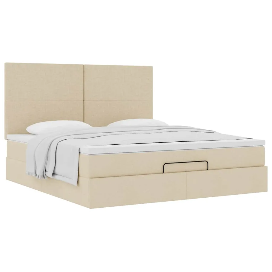 Cadre de lit ottoman avec matelas crème 180x200 cm tissu - 5