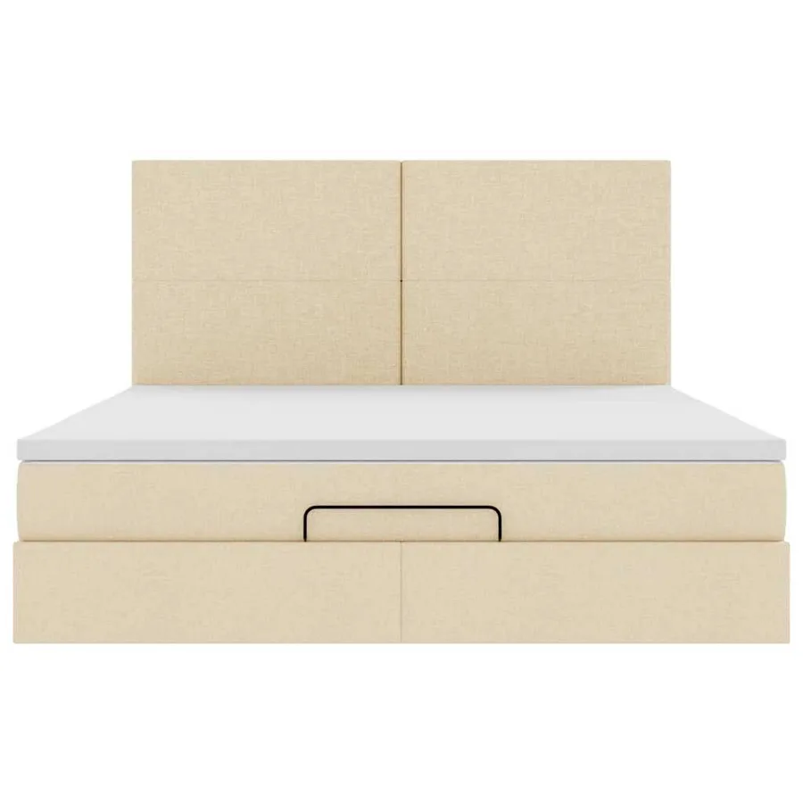 Cadre de lit ottoman avec matelas crème 180x200 cm tissu - 7