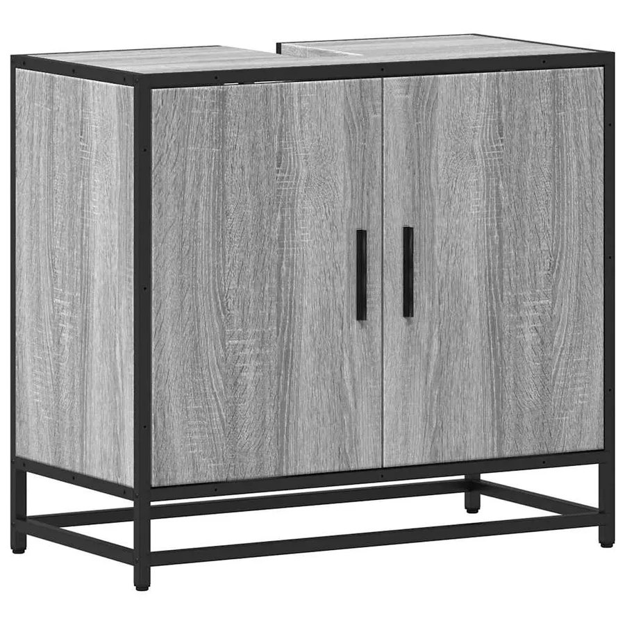 Armoire de lavabo de salle de bain sonoma gris 65x33x60 cm - 2