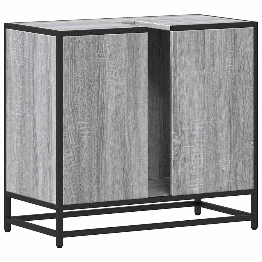 Armoire de lavabo de salle de bain sonoma gris 65x33x60 cm - 7