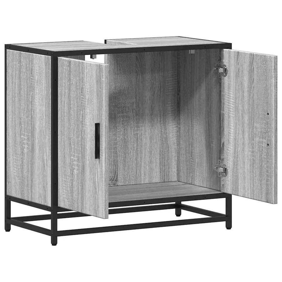 Armoire de lavabo de salle de bain sonoma gris 65x33x60 cm - 8