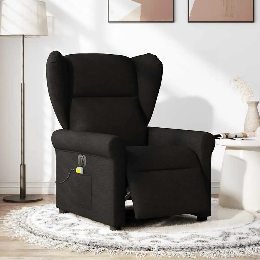 Fauteuil de massage inclinable électrique Noir Tissu - 2