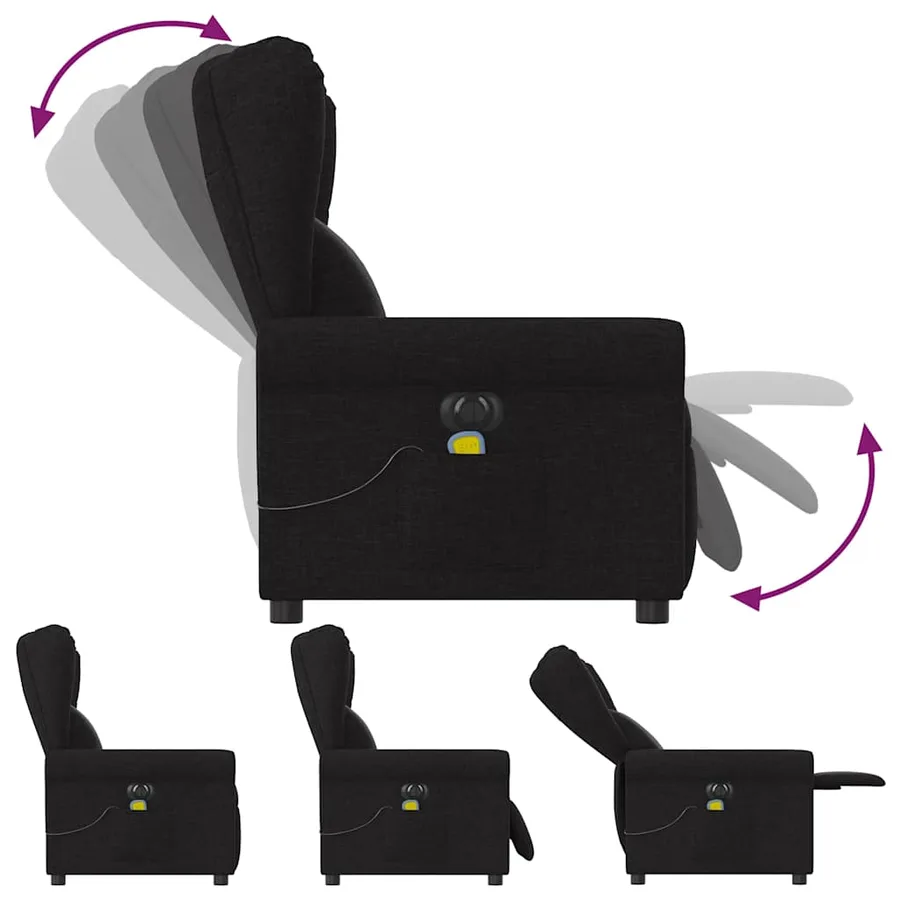 Fauteuil de massage inclinable électrique Noir Tissu - 7