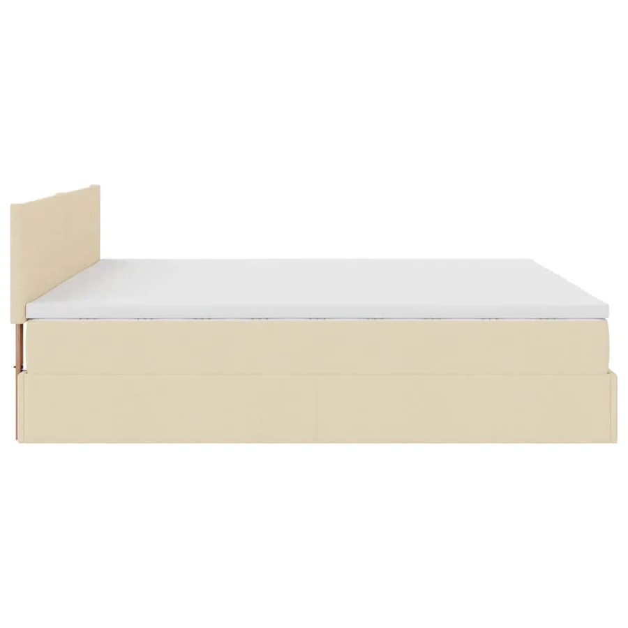 Cadre de lit ottoman avec matelas crème 200x200 cm tissu - 10
