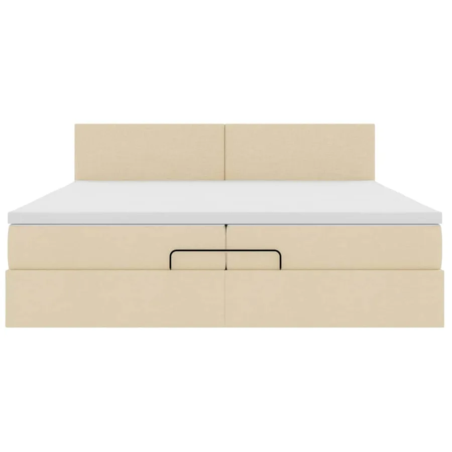 Cadre de lit ottoman avec matelas crème 200x200 cm tissu - 7