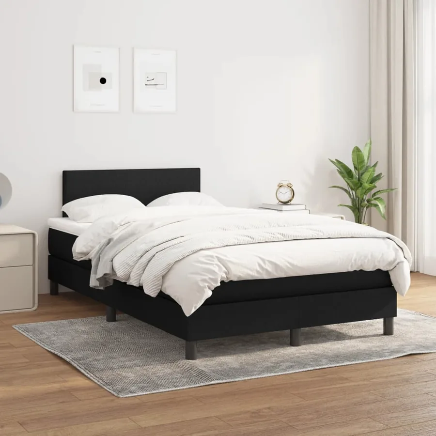 Sommier à lattes de lit avec matelas Noir 120x200 cm Tissu