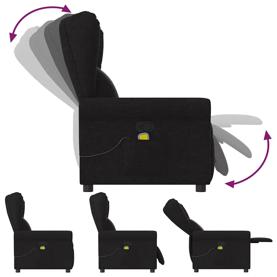 Fauteuil de massage inclinable Noir Tissu - 6