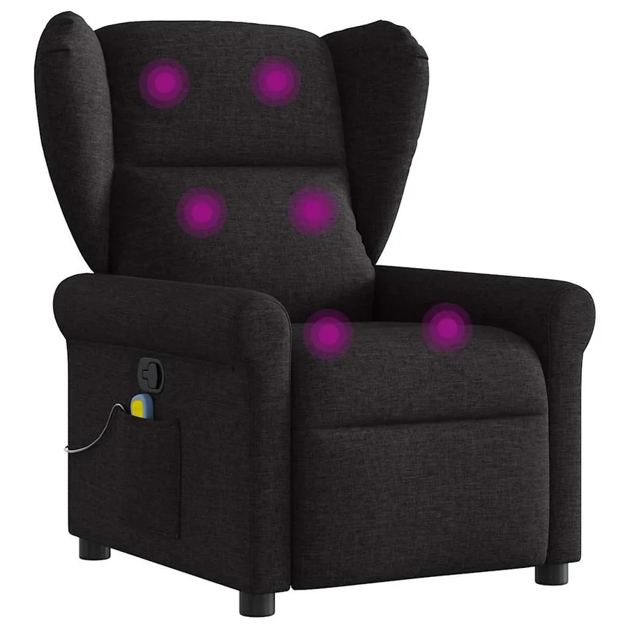 Fauteuil de massage inclinable Noir Tissu - 7