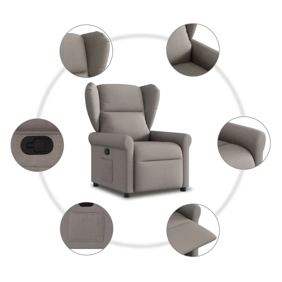 Fauteuil inclinable Taupe Tissu - 7