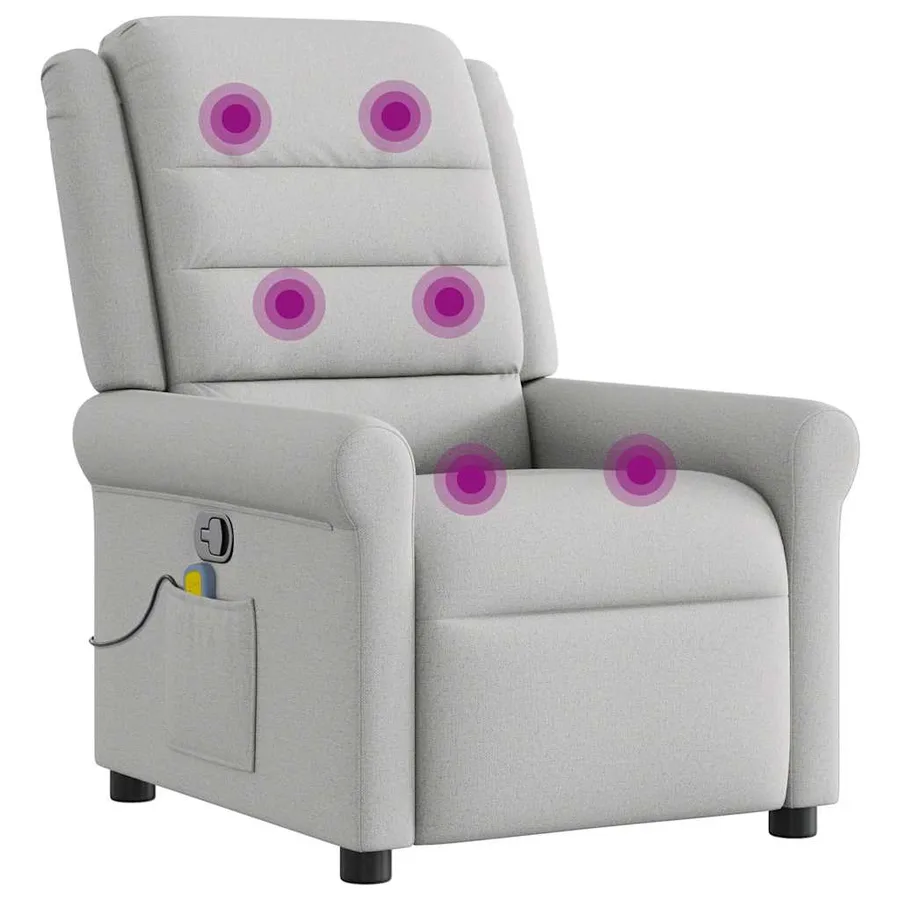 Fauteuil de massage inclinable gris nuage tissu - 7