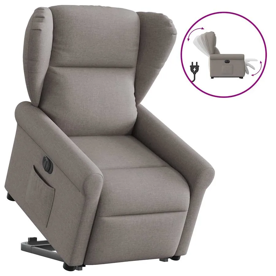 Fauteuil inclinable électrique taupe tissu - 10