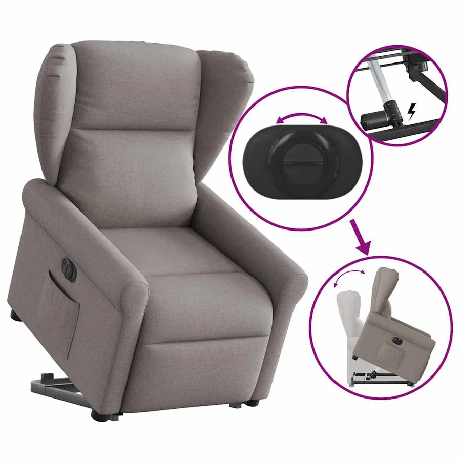 Fauteuil inclinable électrique taupe tissu - 7