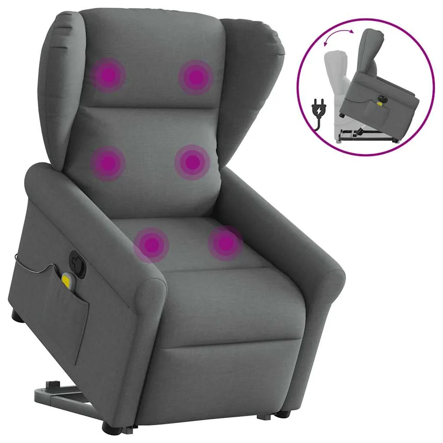 Fauteuil de massage inclinable Gris foncé Tissu - 9