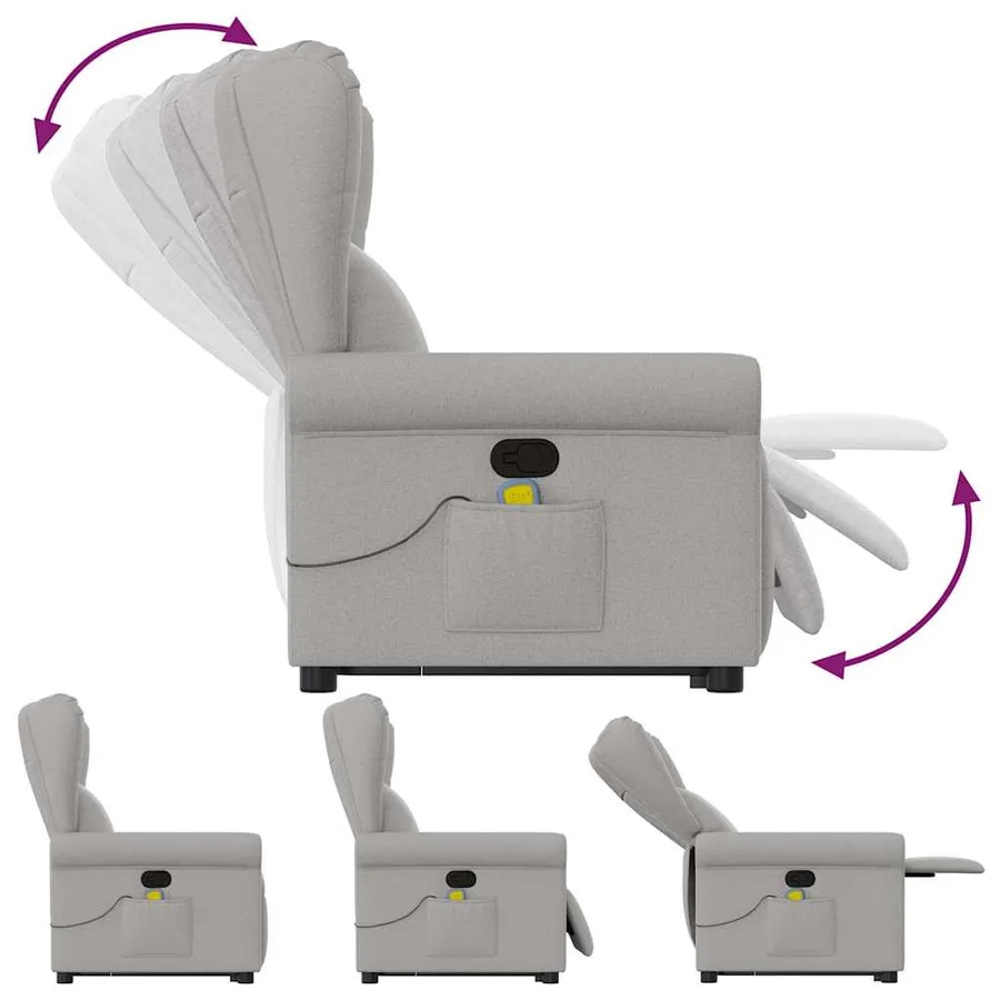 Fauteuil de massage inclinable gris nuage tissu - 7