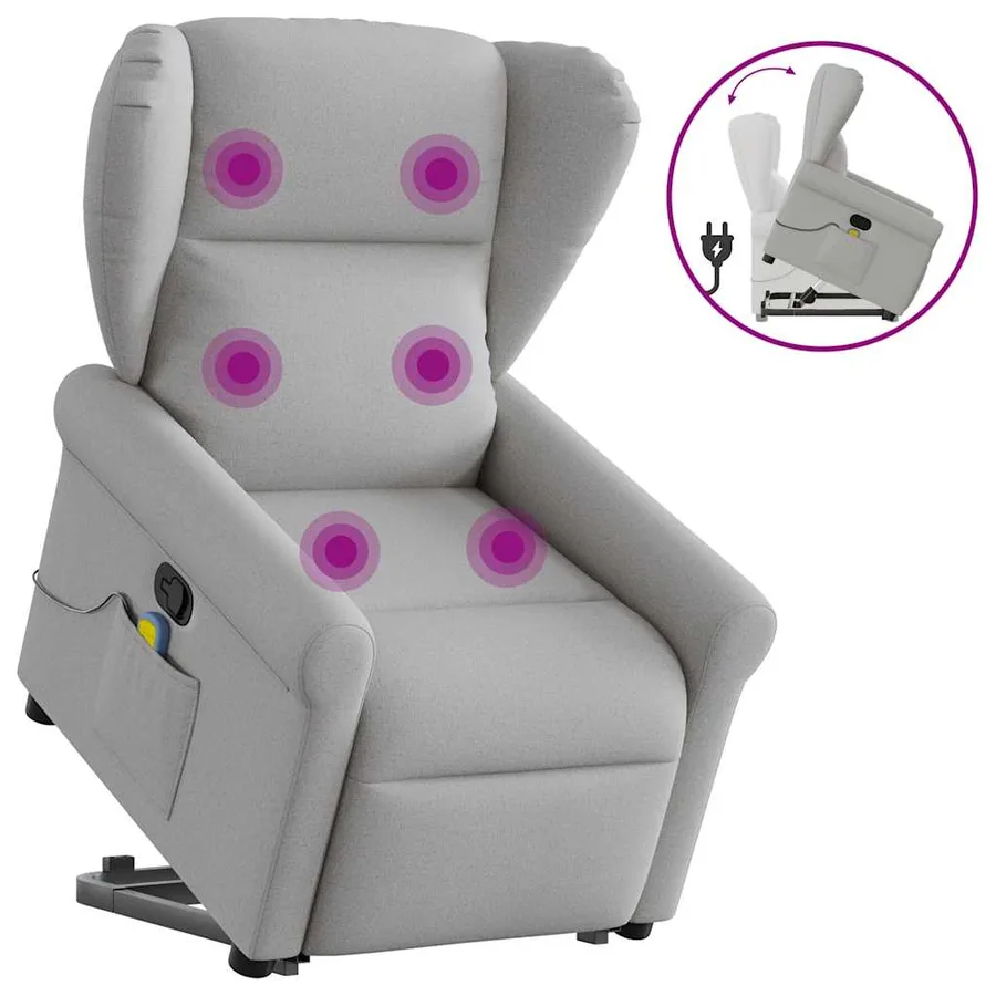 Fauteuil de massage inclinable gris nuage tissu - 9