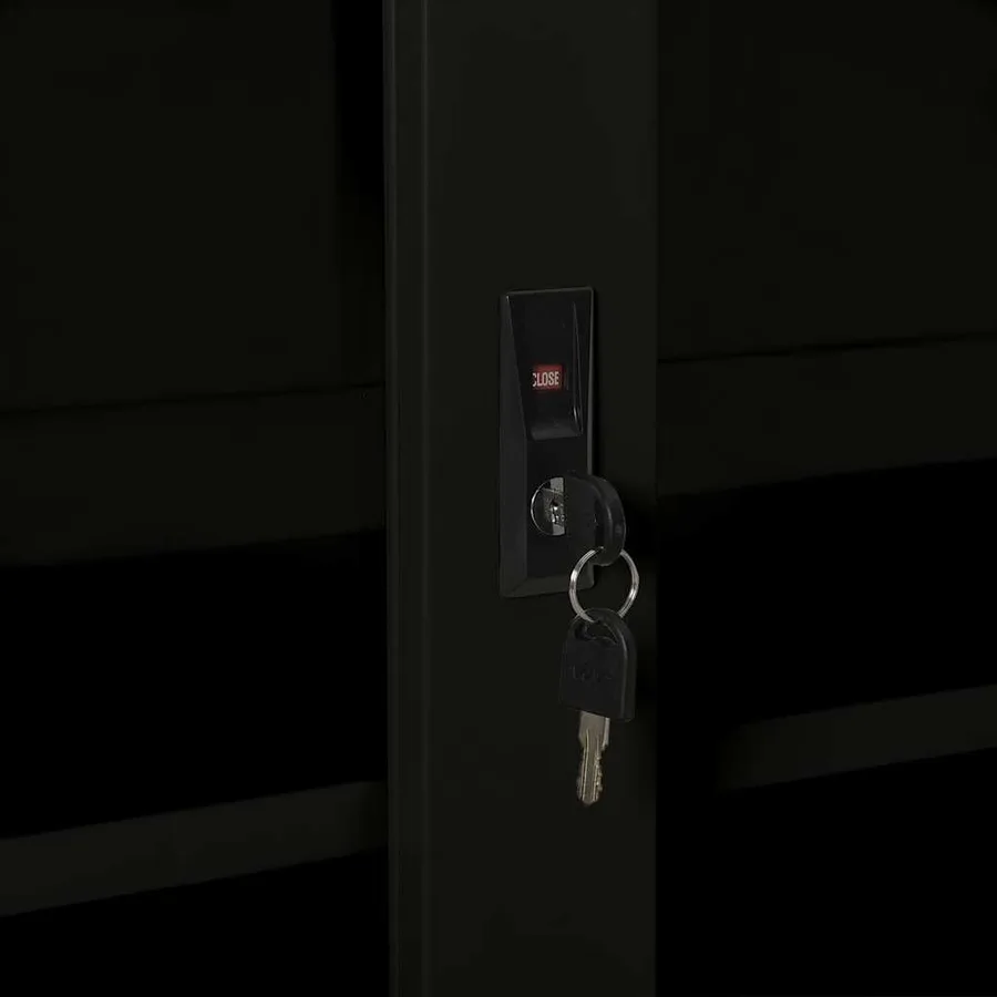 Armoire à portes coulissantes Noir 90x40x90 cm Acier - 7