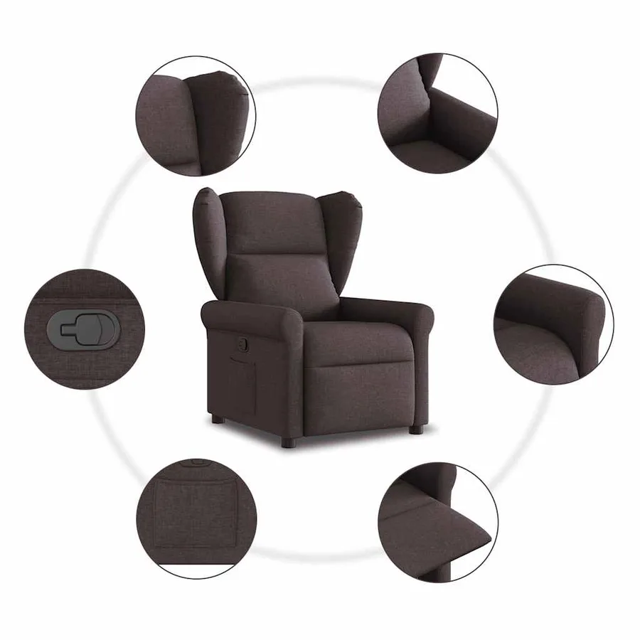 Fauteuil inclinable Marron foncé Tissu - 7