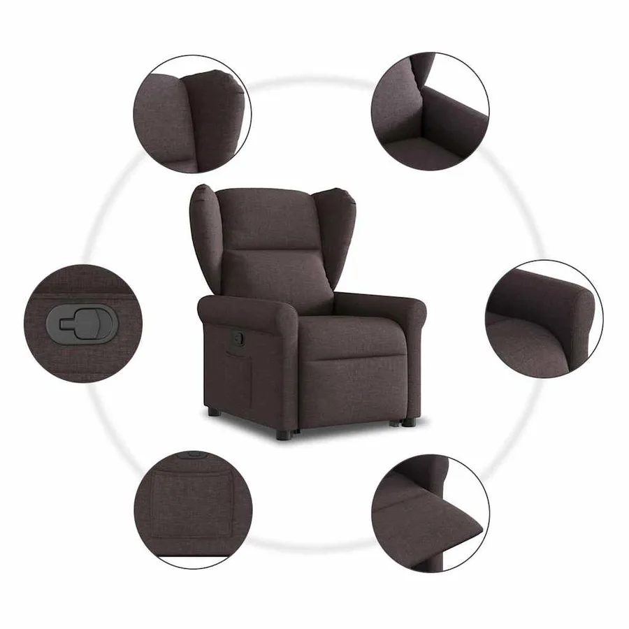 Fauteuil inclinable marron foncé tissu - 10