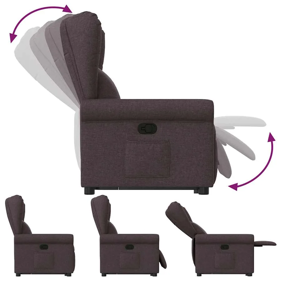 Fauteuil inclinable marron foncé tissu - 7