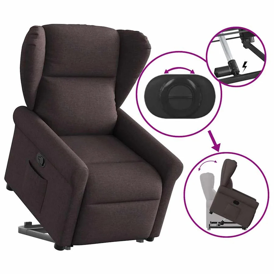 Fauteuil inclinable marron foncé tissu - 8