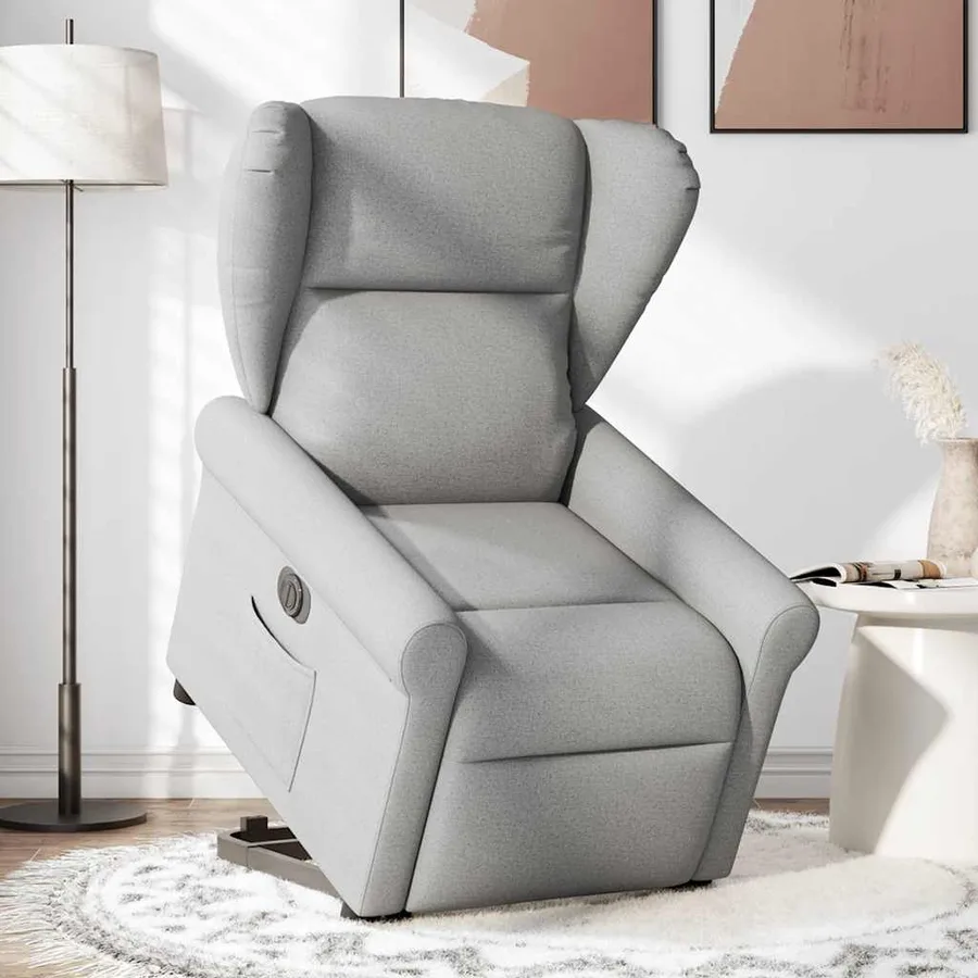 Fauteuil inclinable électrique gris nuage tissu - 2