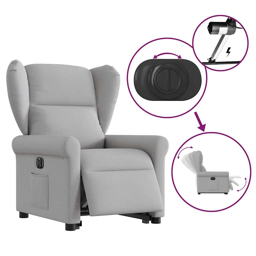 Fauteuil inclinable électrique gris nuage tissu - 8