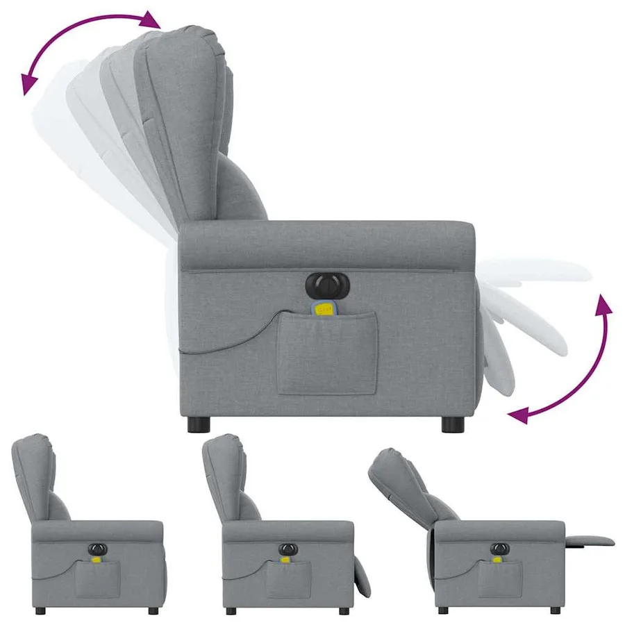 Fauteuil de massage inclinable électrique gris clair tissu - 7
