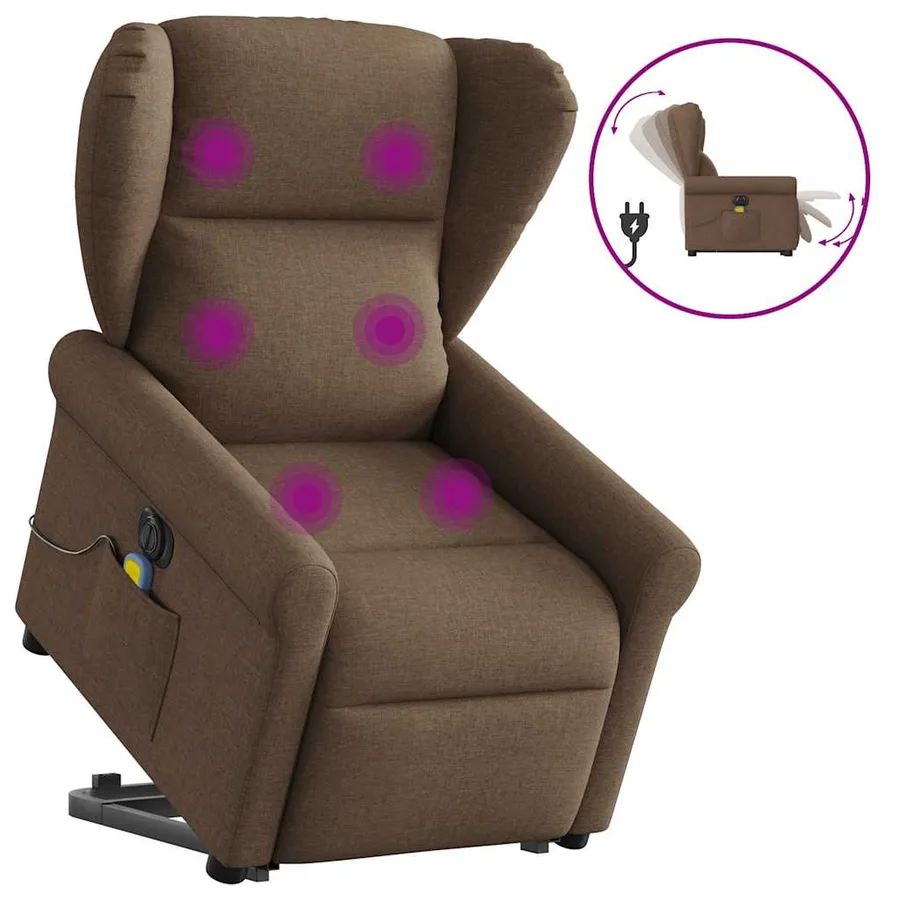 Fauteuil inclinable de massage électrique Marron Tissu - 10