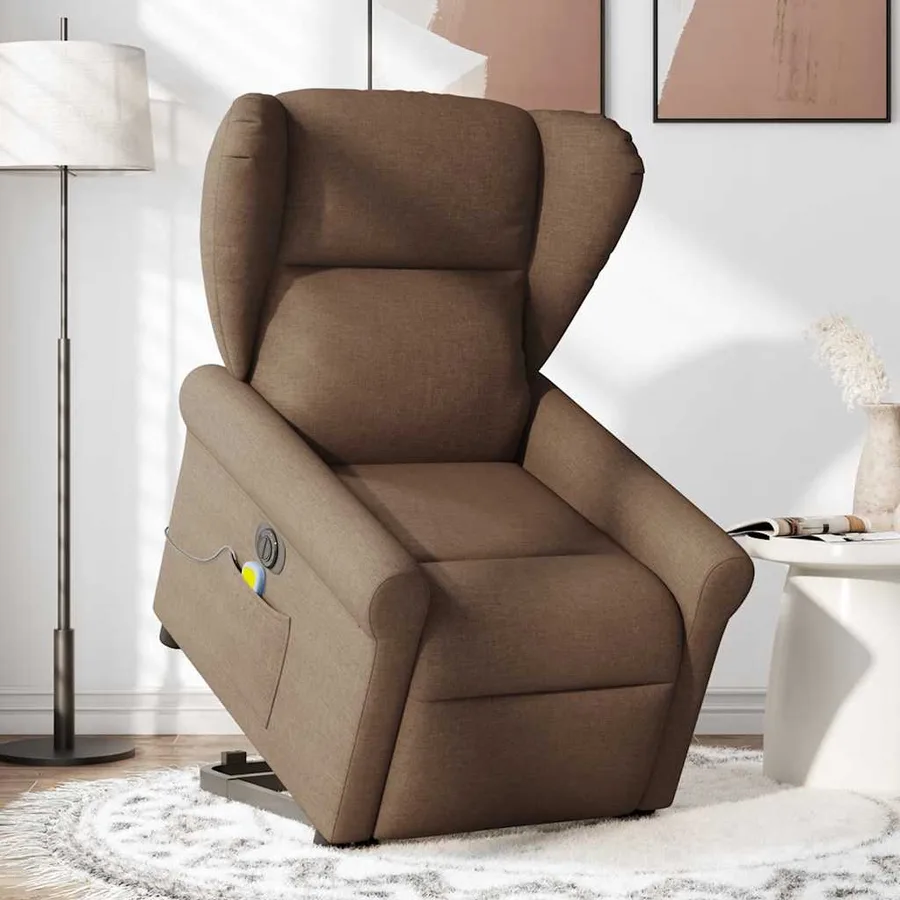 Fauteuil inclinable de massage électrique Marron Tissu - 2