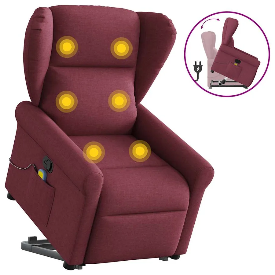 Fauteuil inclinable de massage Rouge bordeaux Tissu - 9