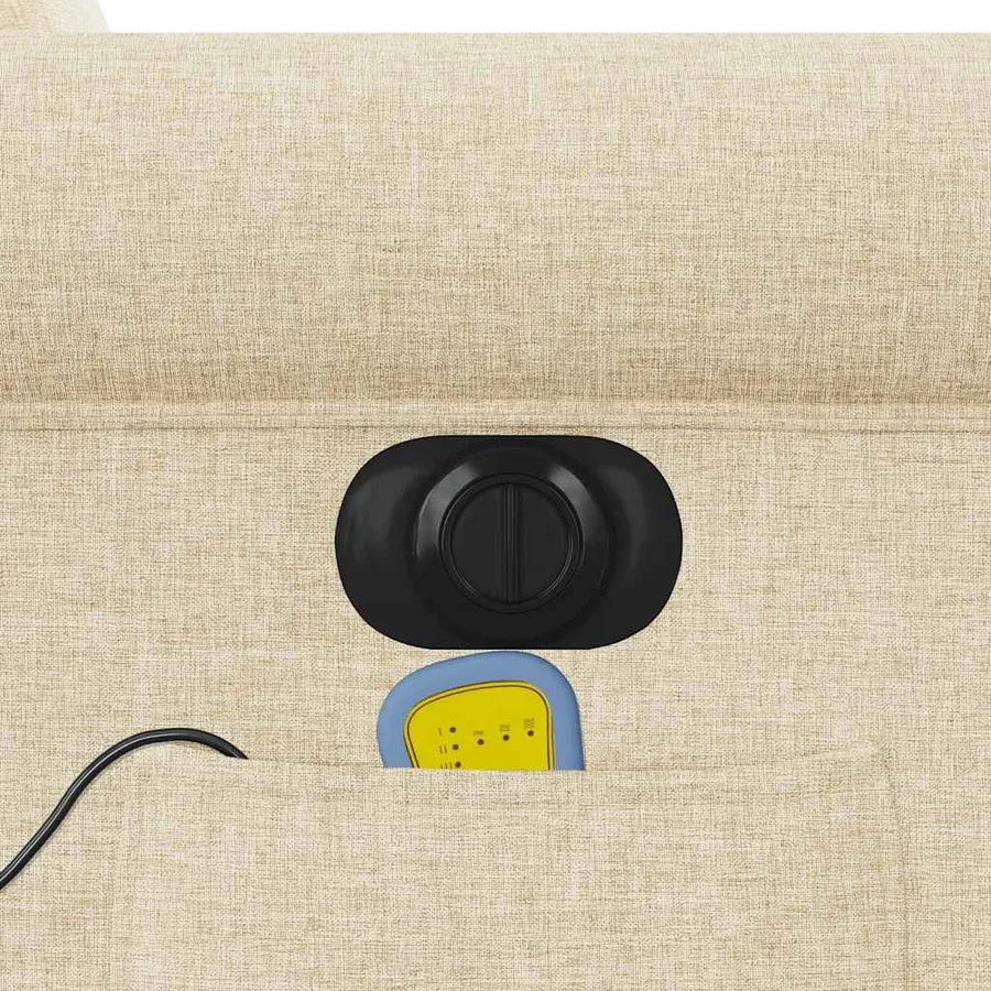 Fauteuil inclinable de massage électrique crème tissu - 12