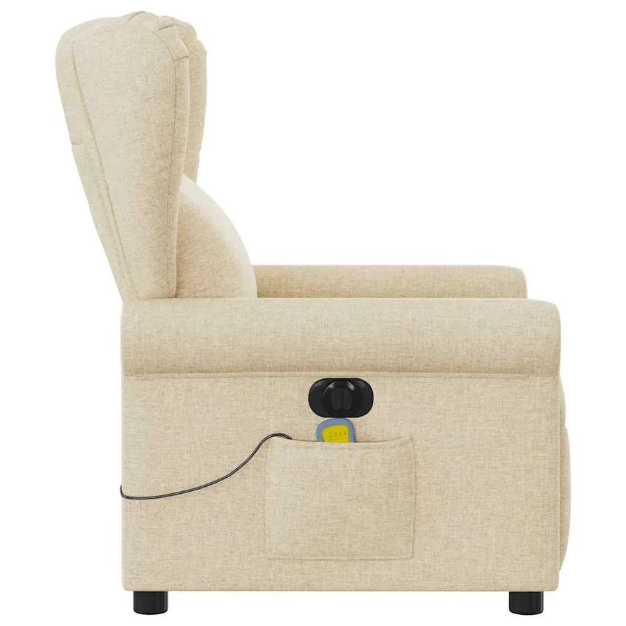 Fauteuil inclinable de massage électrique crème tissu - 5