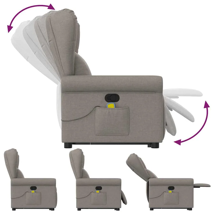 Fauteuil inclinable de massage Taupe Tissu - 7