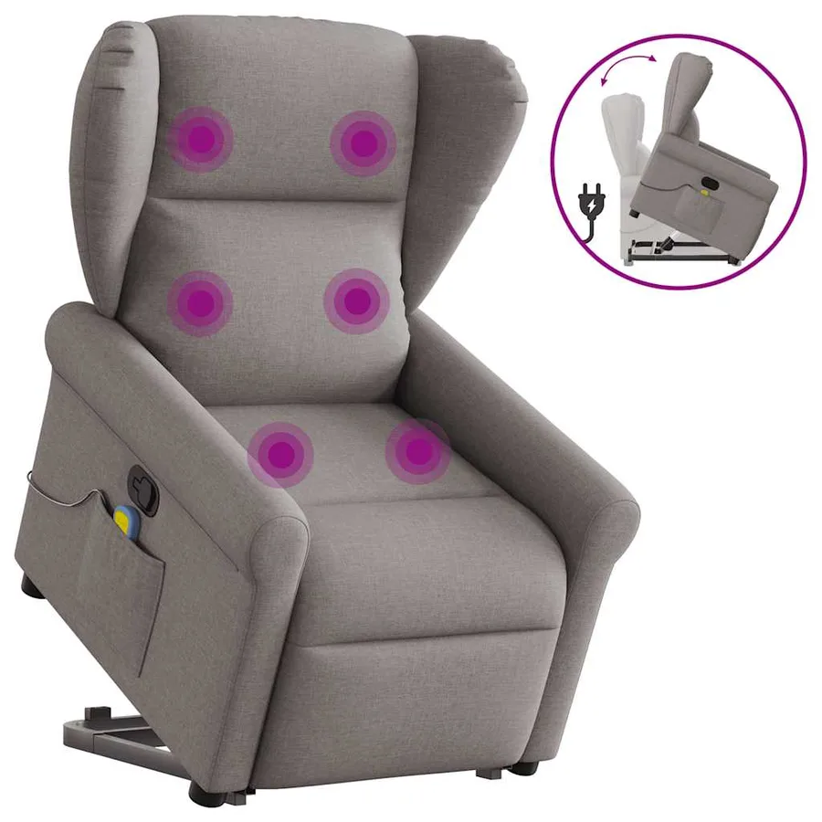 Fauteuil inclinable de massage Taupe Tissu - 9