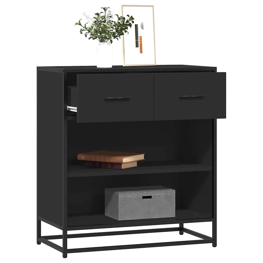 Buffet noir 68x35x76 cm bois d'ingénierie