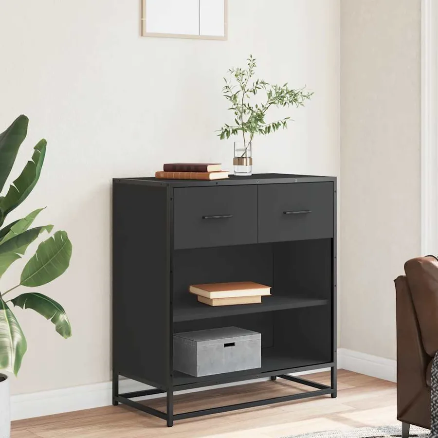 Buffet noir 68x35x76 cm bois d'ingénierie - 3